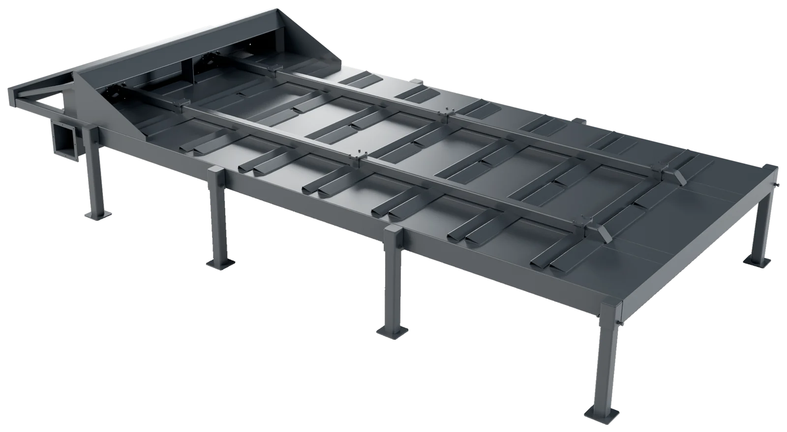 Scraper-floor store with the hydraulic scrapers on the floor