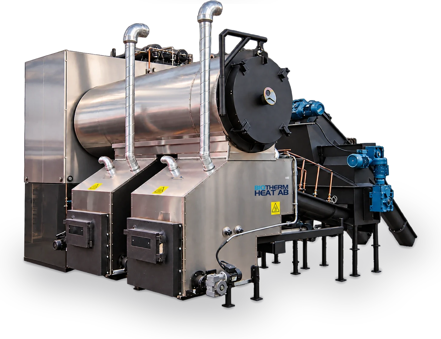 The Biotherm burner: two stainless-steel burners with feed system